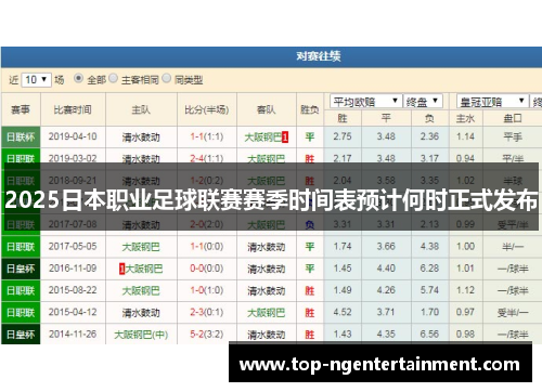 2025日本职业足球联赛赛季时间表预计何时正式发布